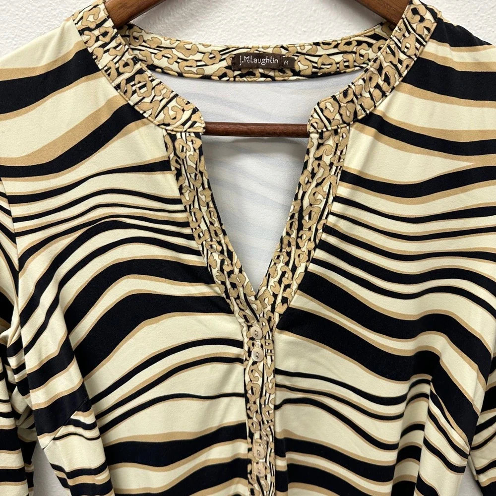 J. McLaughlin Multi Animal Print Belted‎ Dress M